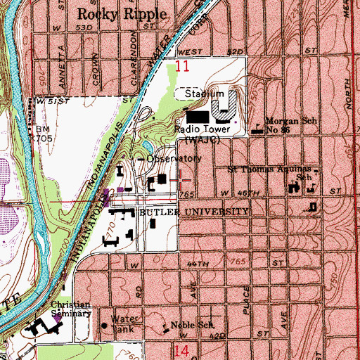 Topographic Map of Newman Center, IN