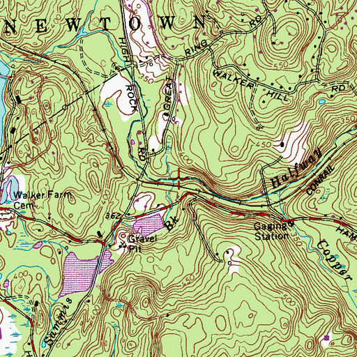 Topographic Map of Sammis Brook, CT