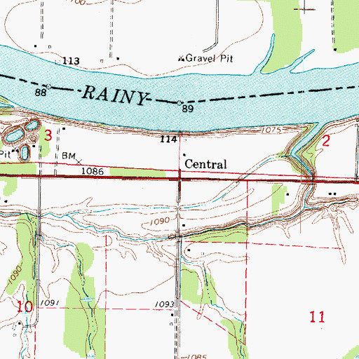 Topographic Map of Central Post Office (historical), MN