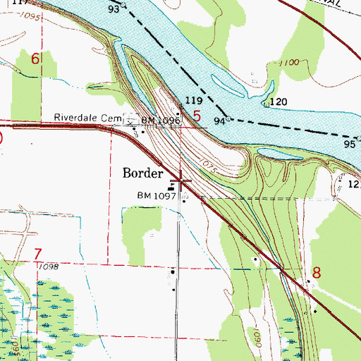 Topographic Map of Border Post Office (historical), MN