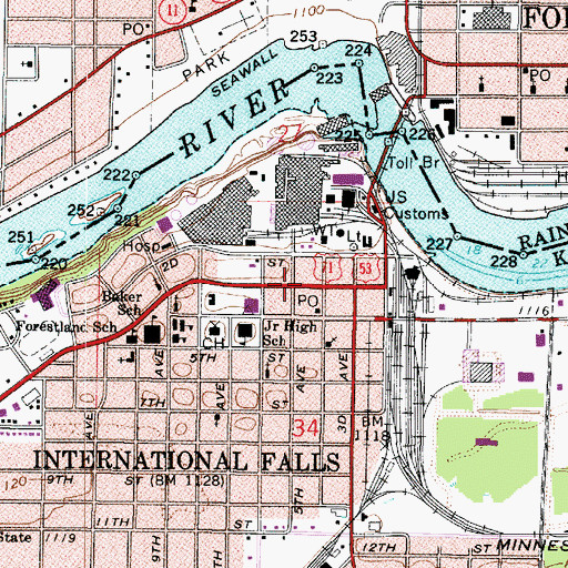 Topographic Map of Steamboats on the Rainy River Historical Marker, MN