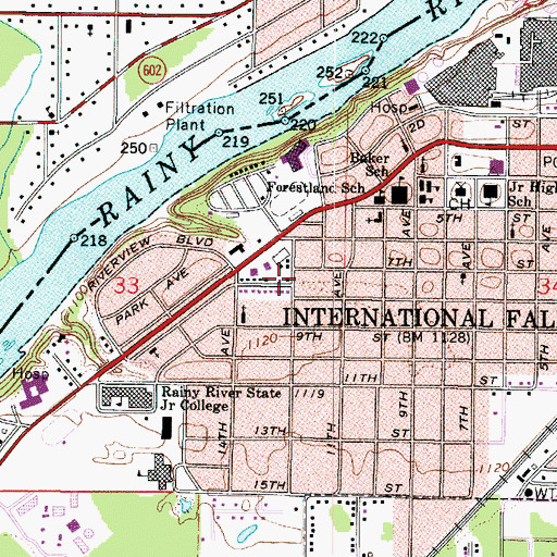 Topographic Map of International Falls Seventh Day Adventist Church, MN