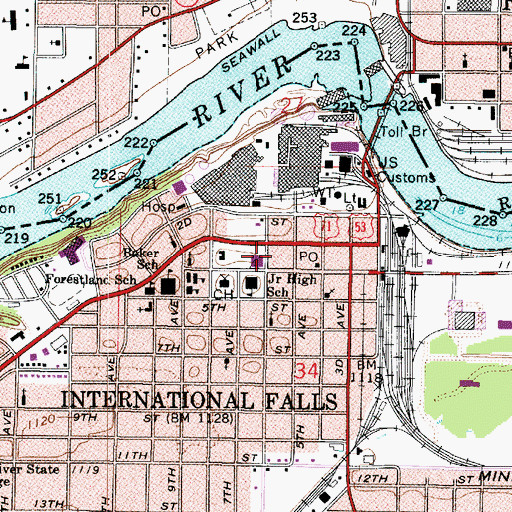 Topographic Map of International Falls Fire Department, MN
