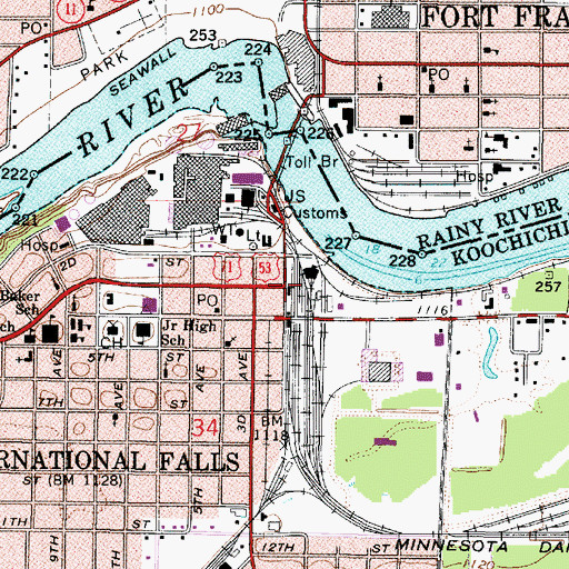 Topographic Map of International Falls, MN
