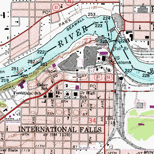 Topographic Map of Koochiching County Historical Museum, MN