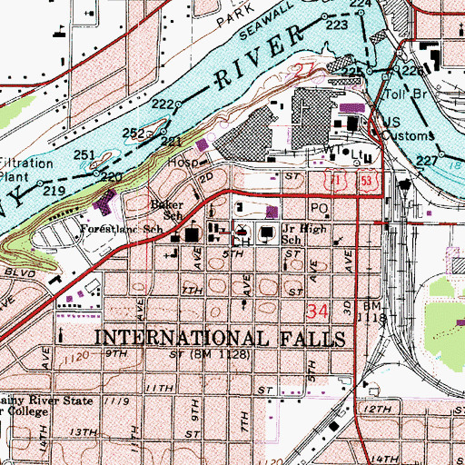 Topographic Map of Koochiching County Sheriff Office, MN
