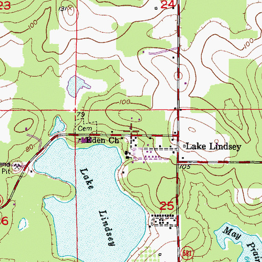 Topographic Map of Lake Lindsey United Methodist Church, FL