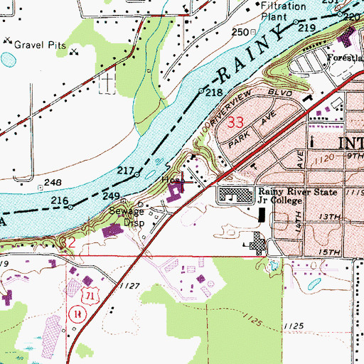 Topographic Map of Falls Good Samaritan Center, MN