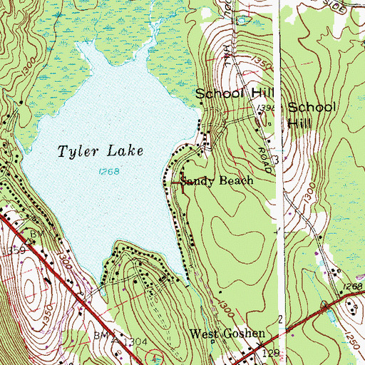 Topographic Map of Sandy Beach, CT