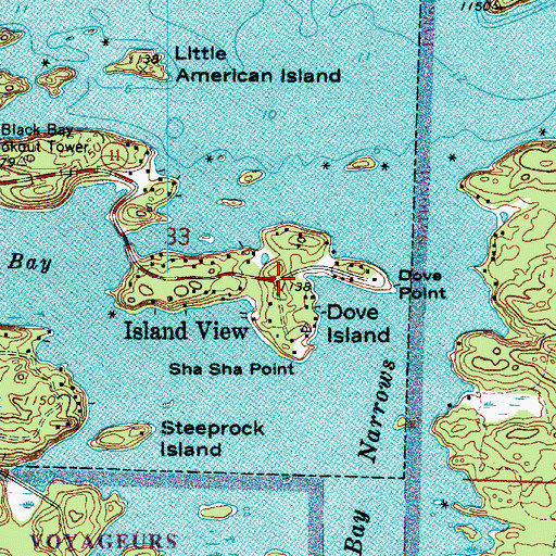 Topographic Map of Rainy Lake Dove Island Wayside Park, MN