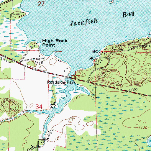 Topographic Map of Jackfish Bay Wayside Park, MN