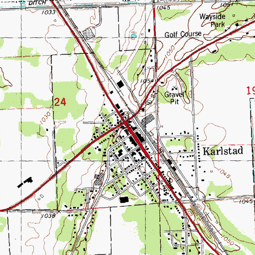 Topographic Map of Karlstad Post Office, MN