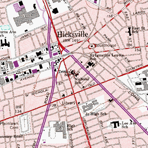 Topographic Map of Trinity School, NY