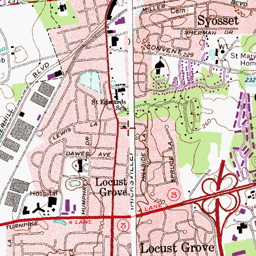 Topographic Map of Faith Evangelical Lutheran Church, NY