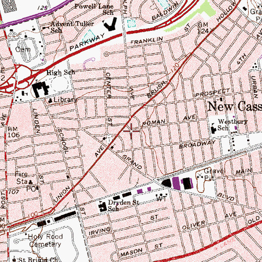 Topographic Map of Mount Calvary Baptist Church, NY