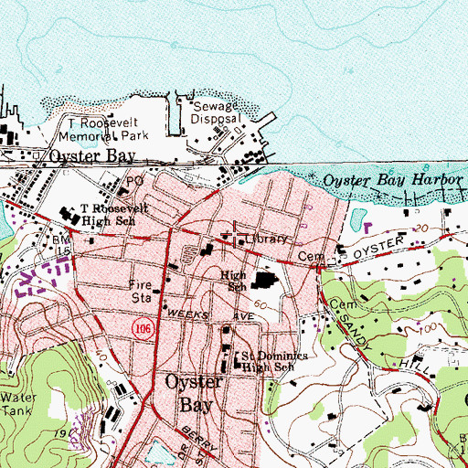 Topographic Map of Christ Church of Oyster Bay, NY