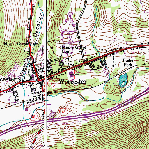 Topographic Map of Central School (historical), NY