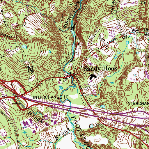 Topographic Map of Sandy Hook, CT