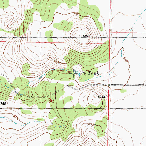 Topographic Map of Thirtysix Tank, AZ
