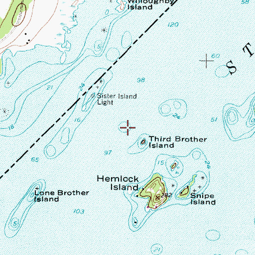 Topographic Map of Third Brother Lighthouse (historical), NY