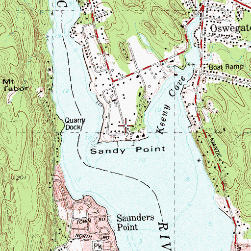 Topographic Map of Sandy Point, CT
