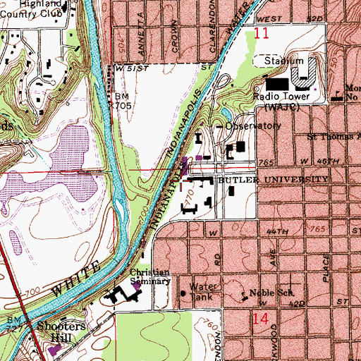Topographic Map of Fairbanks Center for Communication and Technology, IN