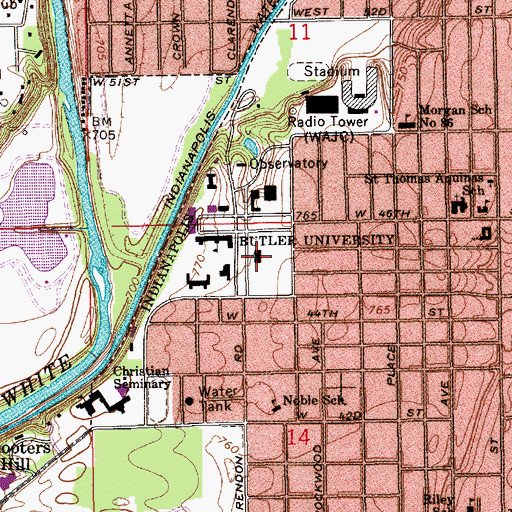 Topographic Map of Irwin Library, IN
