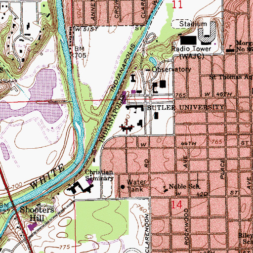 Topographic Map of Schwitzer Residence Hall, IN