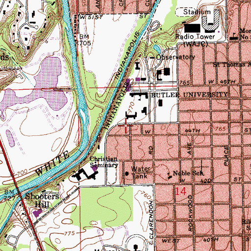 Topographic Map of Hampton House, IN
