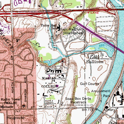 Topographic Map of Allison Mansion, IN