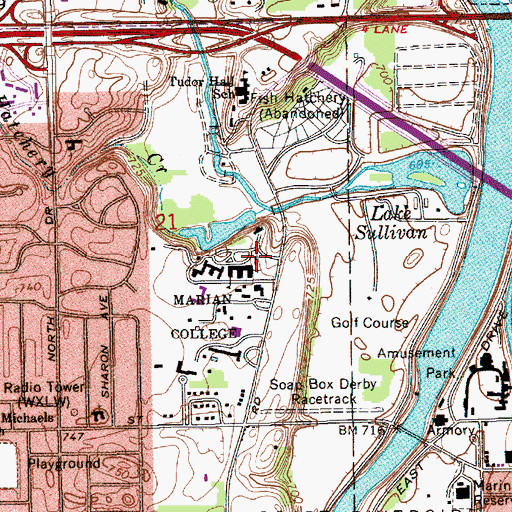 Topographic Map of Ruth Lilly Student Center, IN