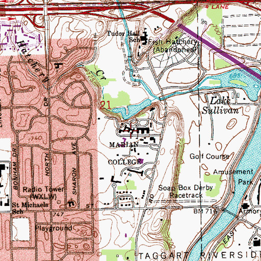 Topographic Map of Clare Residence Hall, IN