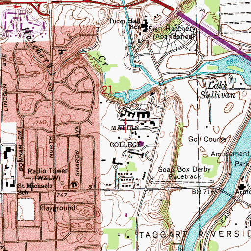 Topographic Map of Saint Francis Residence Hall, IN