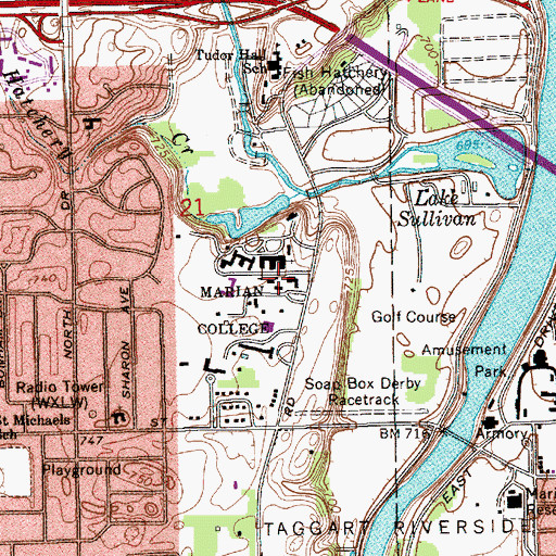 Topographic Map of Kavanagh Hall, IN