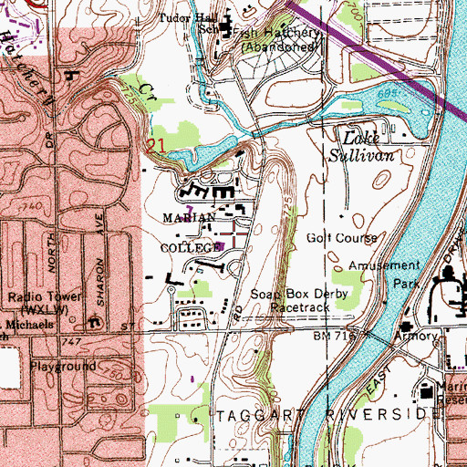 Topographic Map of Indianapolis Civic Theatre, IN