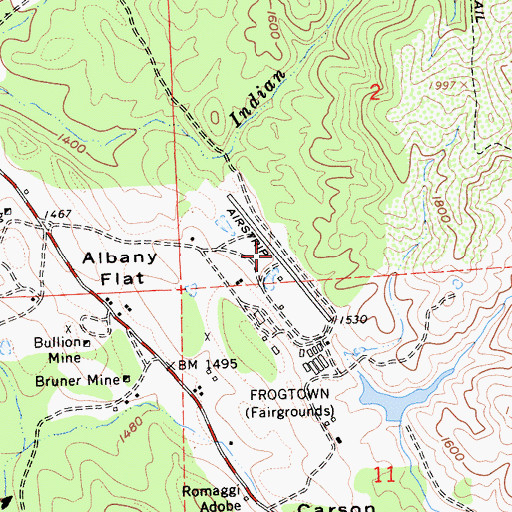 Topographic Map of Frog Town Airport (historical), CA