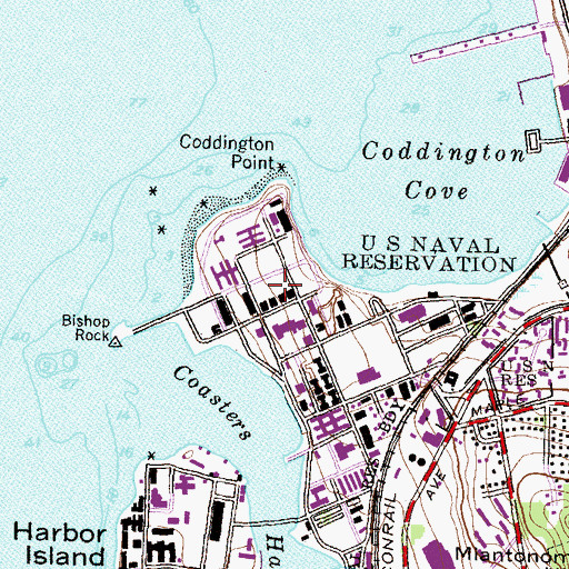 Topographic Map of Naval Training Station Newport (historical), RI