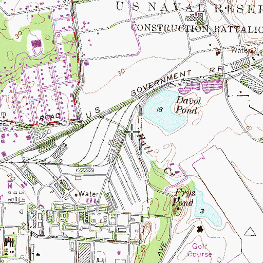 Topographic Map of Davisville Naval Construction Battalion Center (historical), RI