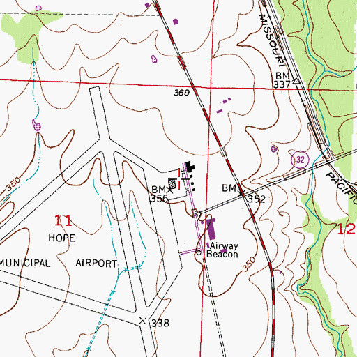 Topographic Map of Southwestern Proving Ground Airport Historic District (historical), AR
