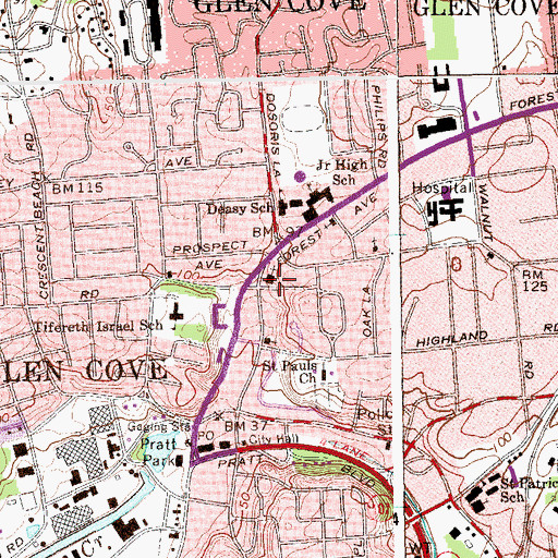 Topographic Map of United Methodist Church of Glen Cove, NY