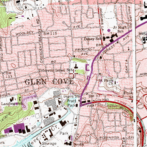 Topographic Map of Congregation Tifereth Israel, NY