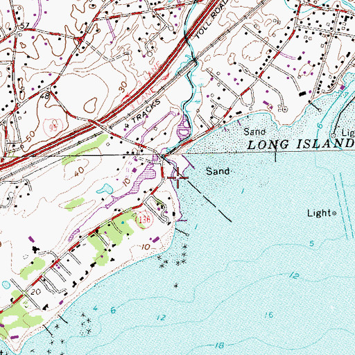 Topographic Map of Sasco Brook, CT
