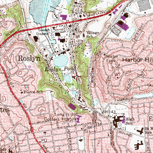 Topographic Map of Roslyn Presbyterian Church, NY
