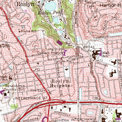 Topographic Map of Roslyn Synagogue Orthodox, NY