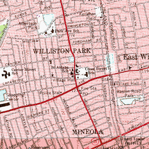 Topographic Map of Saint Aiden's Church, NY