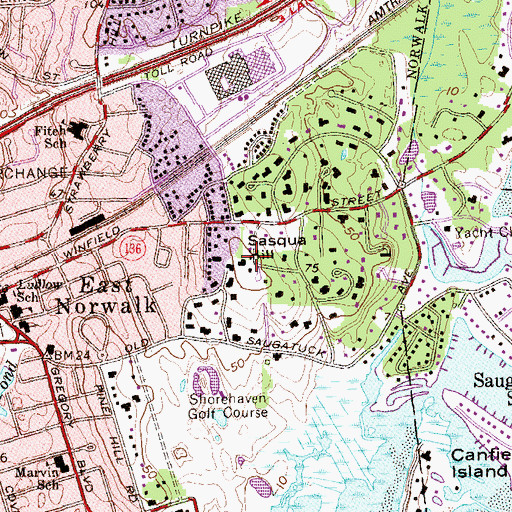 Topographic Map of Sasqua Hill, CT