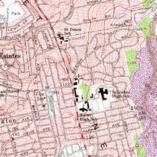 Topographic Map of New York Philadelphia Presbyterian Church, NY