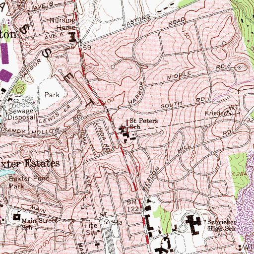 Topographic Map of Saint Peter of Alcantara Catholic Church, NY