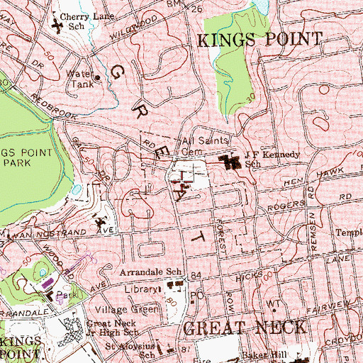 Topographic Map of All Saints Episcopal Church, NY