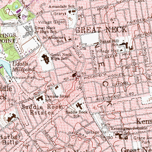 Topographic Map of Temple Beth-El of Great Neck, NY
